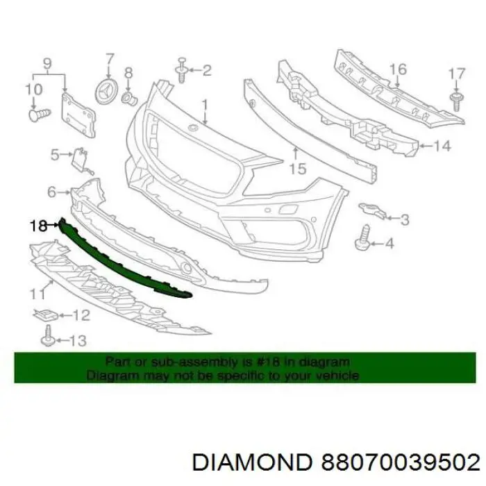 Спойлер переднего бампера 88070039502 Diamond/DPA