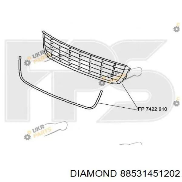 Решетка бампера переднего центральная Diamond/DPA 88531451202 цена, от 22.94 USD