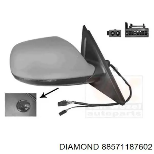 Накладка (крышка) зеркала заднего вида левая 88571187602 Diamond/DPA