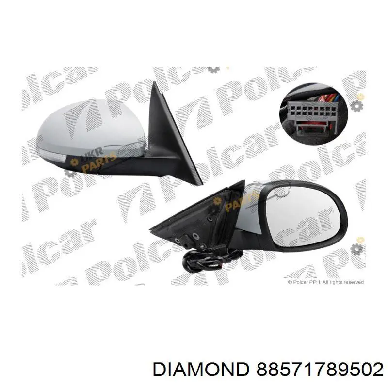 Стекло зеркала заднего вида, правого Diamond/DPA 88571789502 цена, от 7.93 USD