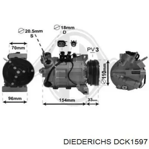 DCK1597 Diederichs compressor de aparelho de ar condicionado