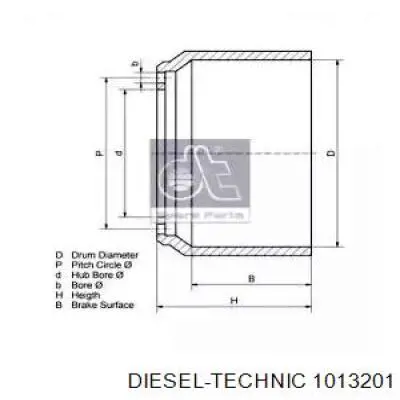 Тормозной барабан 1013201 Diesel Technic