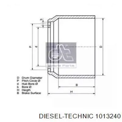 1013240 Diesel Technic tambor do freio traseiro