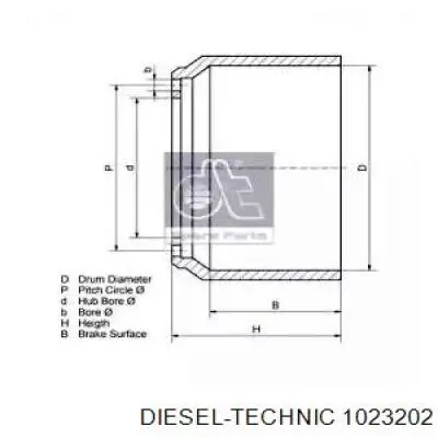 Тормозной барабан 1023202 Diesel Technic