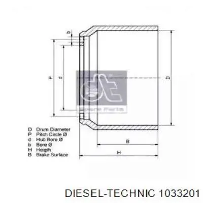 Тормозной барабан 1033201 Diesel Technic