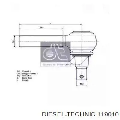 1.19010 Diesel Technic наконечник рулевой тяги внешний