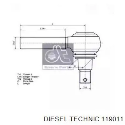 119011 Diesel Technic наконечник поперечной рулевой тяги