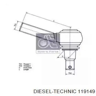 Наконечник поперечной рулевой тяги 119149 Diesel Technic