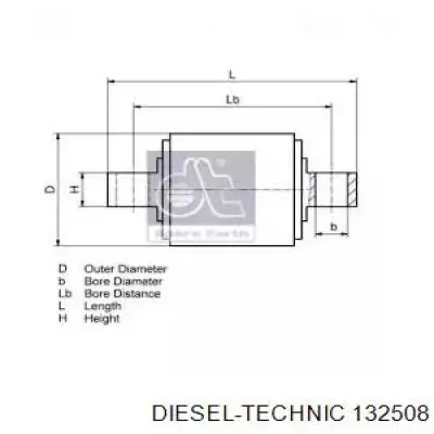 Сайлентблок реактивной тяги задний 132508 Diesel Technic