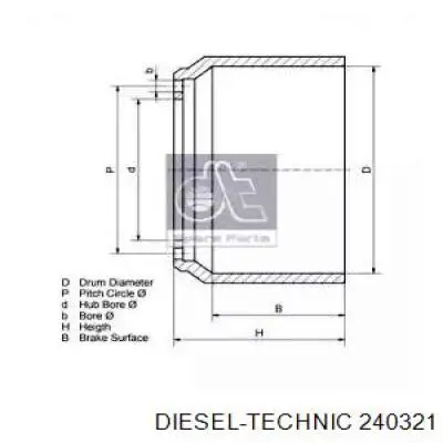 Барабан тормозной передний 240321 Diesel Technic