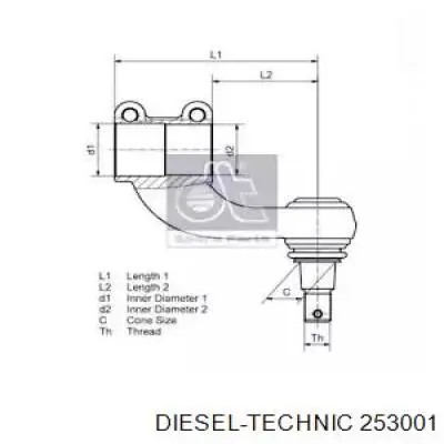 Наконечник поперечной рулевой тяги 253001 Diesel Technic