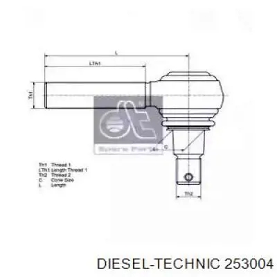 Наконечник поперечной рулевой тяги 253004 Diesel Technic