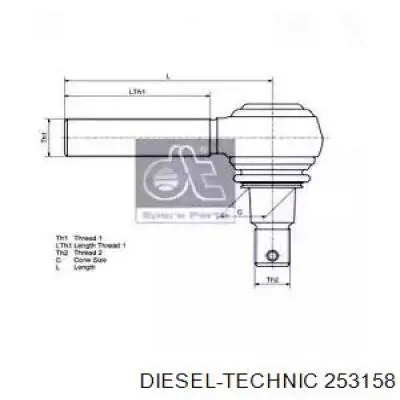 253158 Diesel Technic наконечник поперечной рулевой тяги