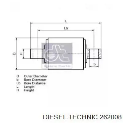 Сайлентблок задней реактивной тяги 262008 Diesel Technic