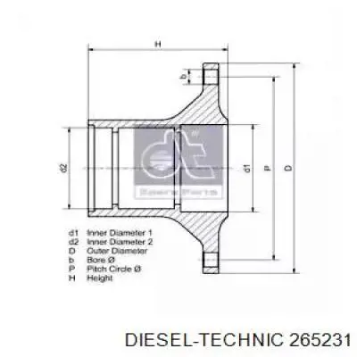 Ступица передняя Diesel Technic 265231