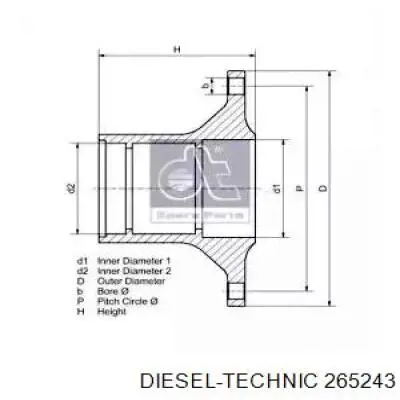 265243 Diesel Technic cubo traseiro