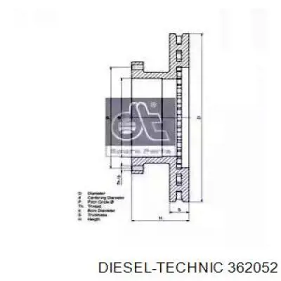 3.62052 Diesel Technic disco do freio dianteiro