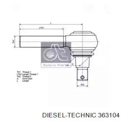 Наконечник поперечной рулевой тяги 363104 Diesel Technic