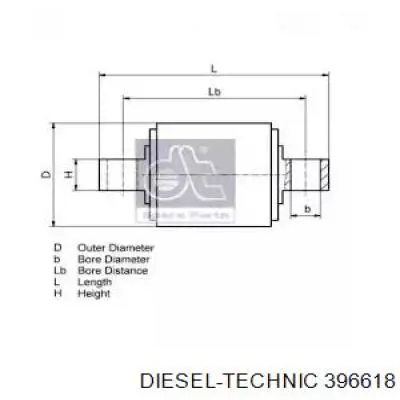 Silentblock de barra Panhard, trasero 396618 Diesel Technic