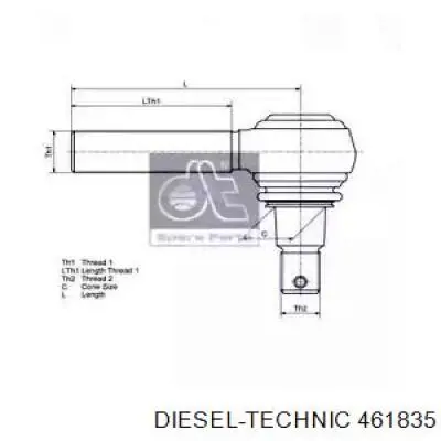 461835 Diesel Technic ponta da barra de direção transversal