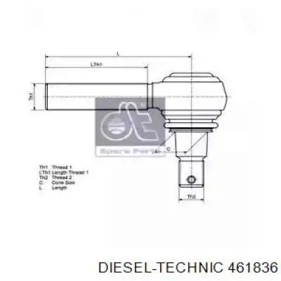 461836 Diesel Technic наконечник поперечной рулевой тяги