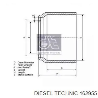 Барабан тормозной передний 462955 Diesel Technic