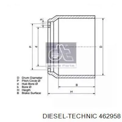 Барабан тормозной передний 462958 Diesel Technic