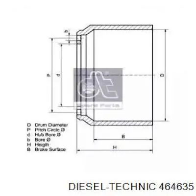 Барабан тормозной передний 464635 Diesel Technic