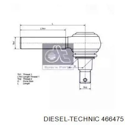 Наконечник поперечной рулевой тяги 466475 Diesel Technic