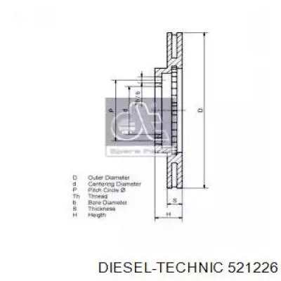 Передние тормозные диски 521226 Diesel Technic