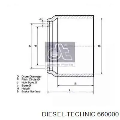 6.60000 Diesel Technic tambor do freio traseiro