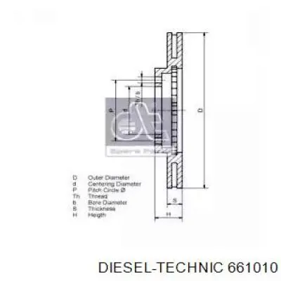 Передние тормозные диски 661010 Diesel Technic