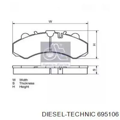 Передние тормозные колодки 695106 Diesel Technic