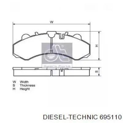 Передние тормозные колодки 695110 Diesel Technic