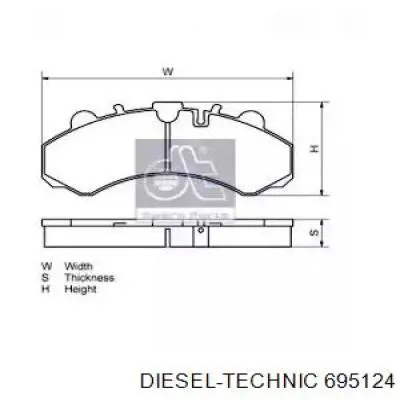 Задние тормозные колодки 695124 Diesel Technic