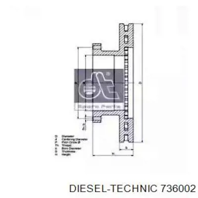 Передние тормозные диски 736002 Diesel Technic