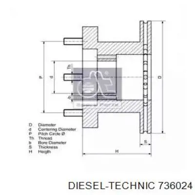 Передние тормозные диски 736024 Diesel Technic