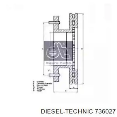 Диск тормозной задний Diesel Technic 736027