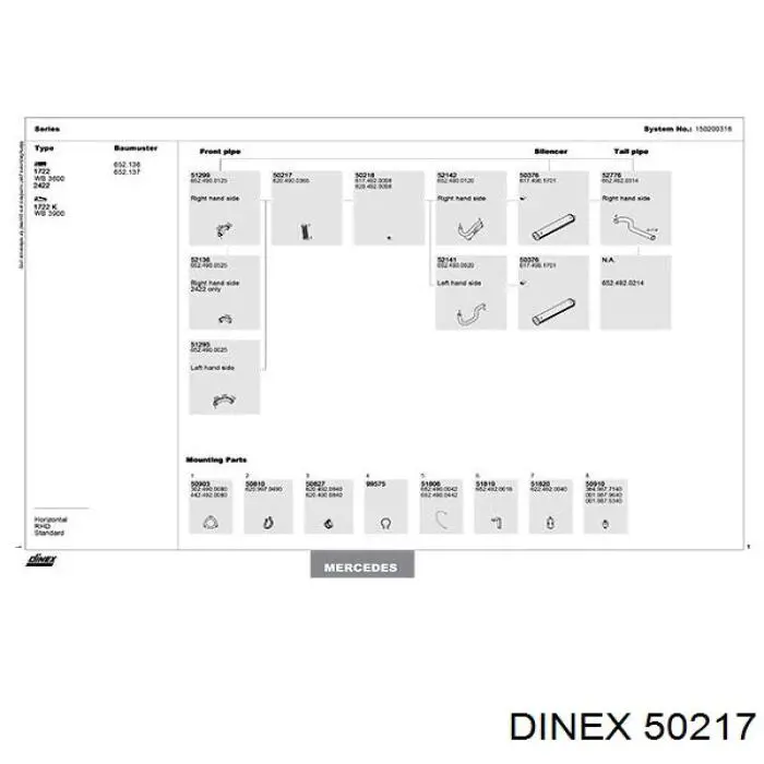 Гофра приемной трубы Dinex 50217 цена, от 19.46 USD