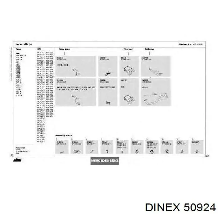 Abrazadera de silenciador trasera 50924 Dinex
