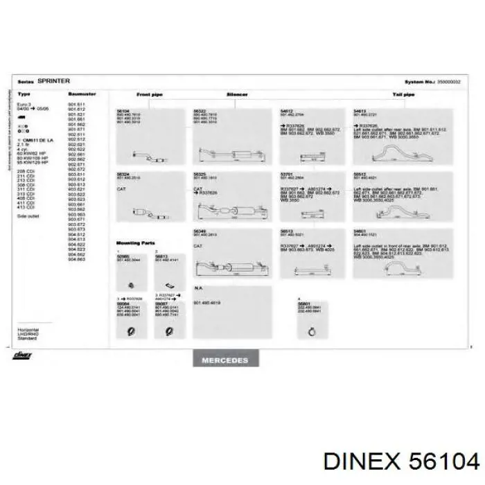 Глушитель, передняя часть Dinex 56104