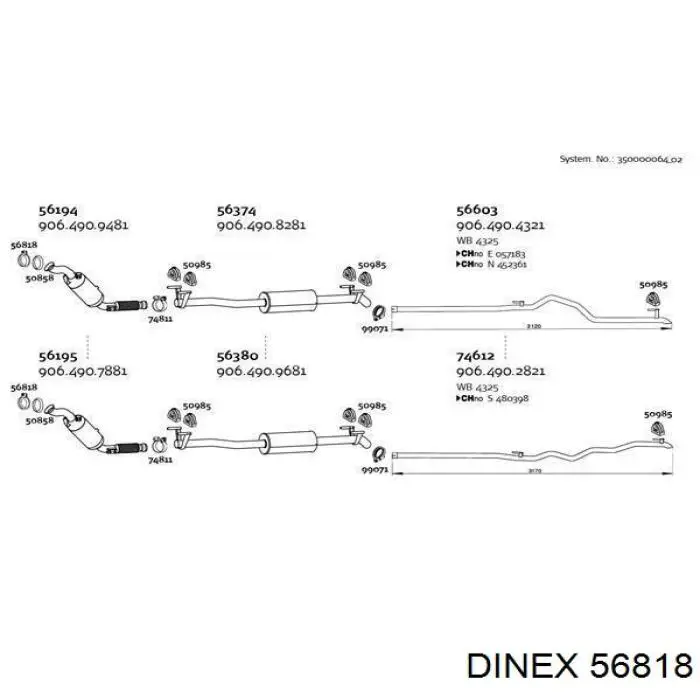 Abrazadera de silenciador delantera 56818 Dinex