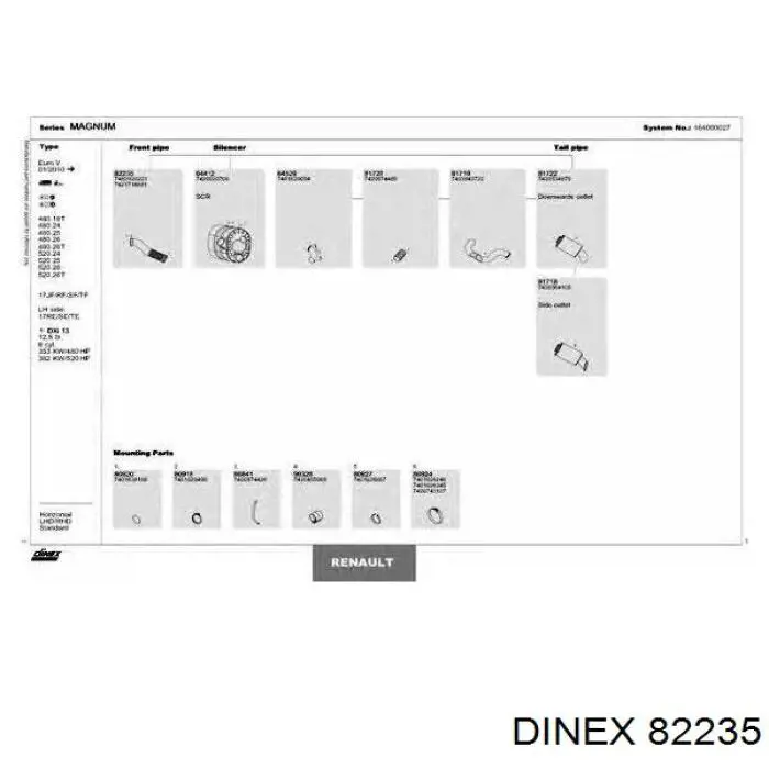 Труба приемная (штаны) глушителя передняя Dinex 82235
