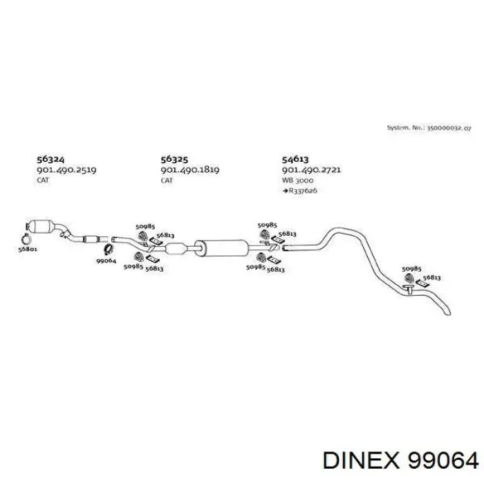 Купить 99064 Dinex Монтажные элементы передние выпускной системы