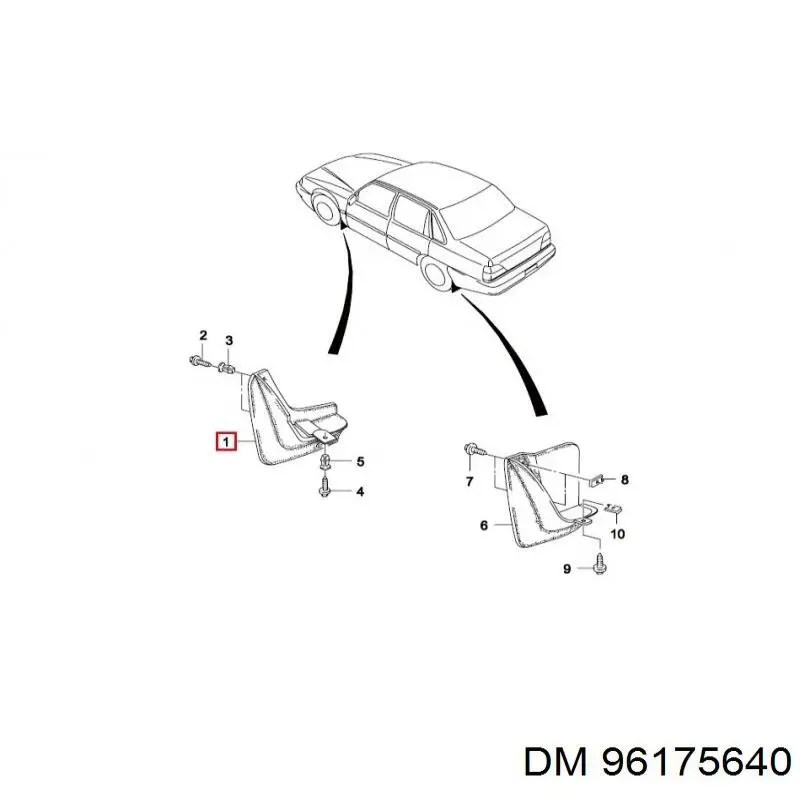 Брызговик передний правый General Motors 96282710 цена, от 4.07 USD