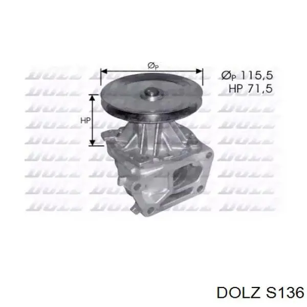 Помпа водяная (насос) охлаждения, в сборе с корпусом S136 Dolz