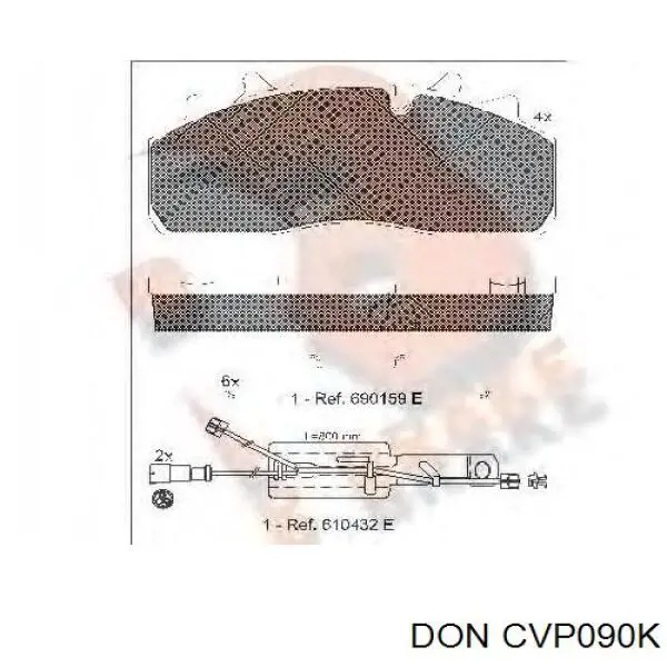 Передние тормозные колодки CVP090K DON