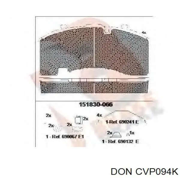 Купить CVP094K DON Колодки тормозные задние, дисковые