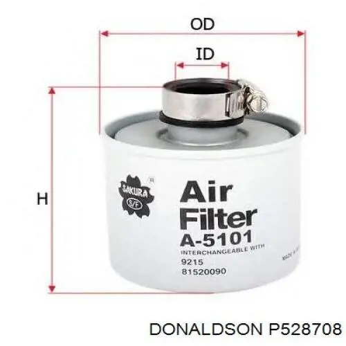 Фильтр воздушный компрессора подкачки (амортизаторов) P528708 Donaldson