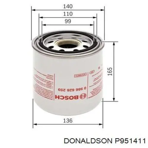 Фильтр осушителя воздуха (влагомаслоотделителя) (TRUCK) Donaldson P951411 цена, от 38.40 USD